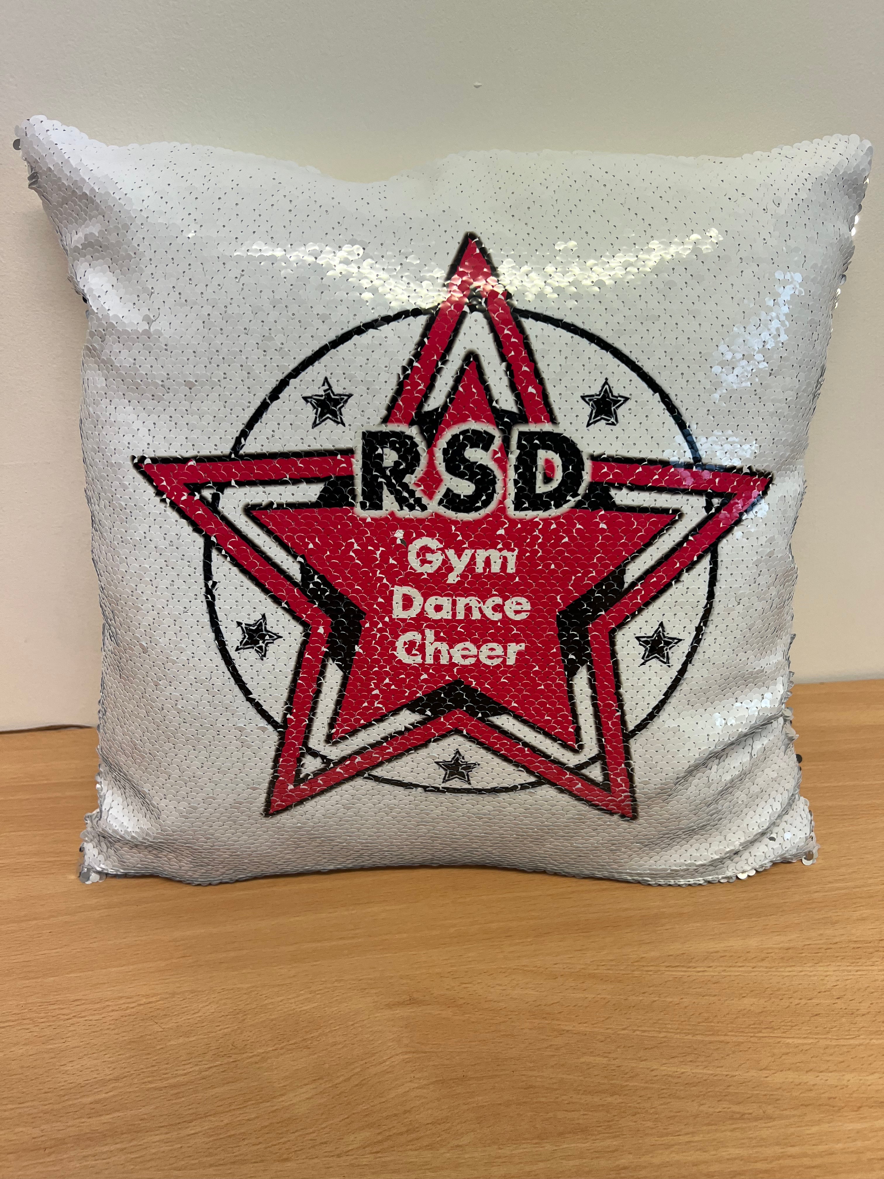 RSD logo / silver sequin cushion